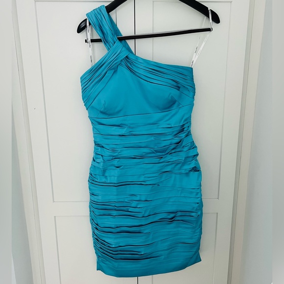 Calvin Klein Dresses & Skirts - Calvin Klein one shoulder ruched blue formal party dress Sz 4